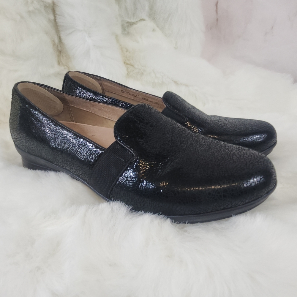 Dansko Addy Black Crackle Slip-on Shoes Size 41